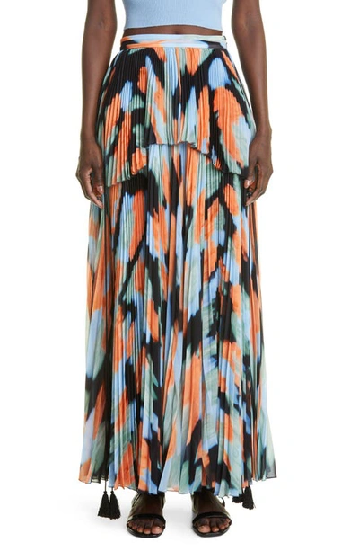 Shop Altuzarra Aetna Mermaid Print Recycled Polyester Blend Maxi Skirt In 232336 Seafoam Siren