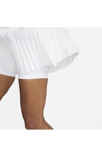 Shop Nike Court Dri-fit Advantage Pleated Tennis Skirt In White/ White/ Black