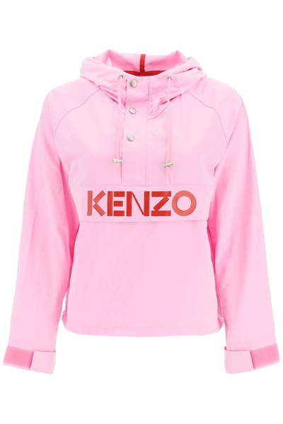 Shop Kenzo Logo Print Anorak In Multicolor