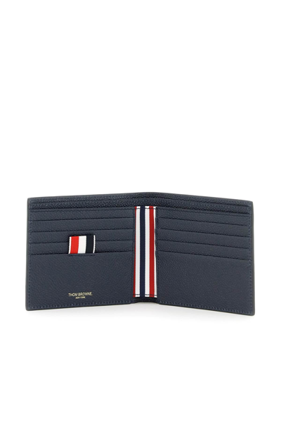 Shop Thom Browne 4-bar Grain Leather Wallet In Blue