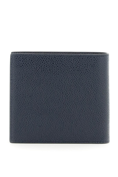 Shop Thom Browne 4-bar Grain Leather Wallet In Blue