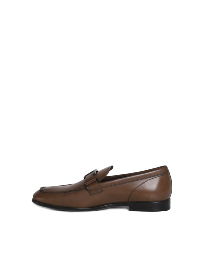 Shop Tod's Loafers With T Buckle In Cocoa