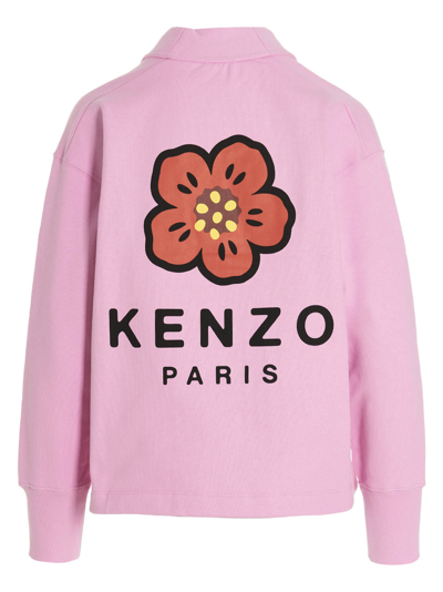 Shop Kenzo Logo Cardigan In Pink