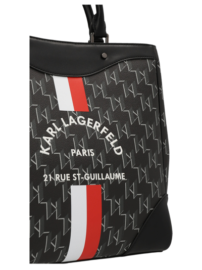 Shop Karl Lagerfeld Rue St-guillame Monogram Handbag In Black