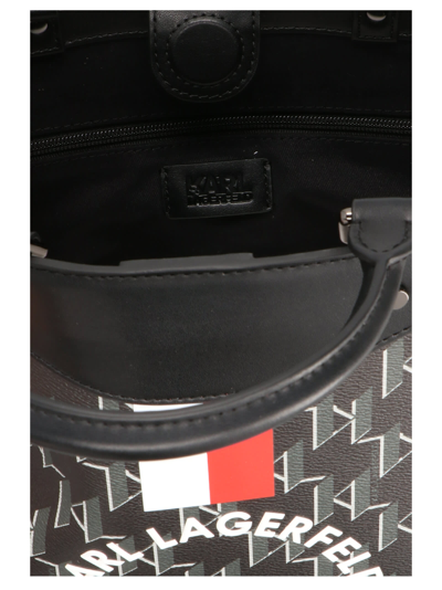 Shop Karl Lagerfeld Rue St-guillame Monogram Handbag In Black