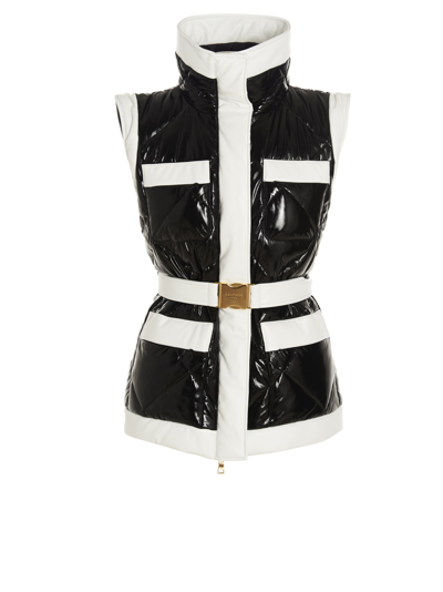 Shop Balmain Logo Buckle Vest In White/black