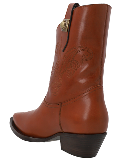 Shop Etro Texan Ankle Boots In Brown