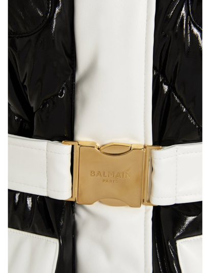 Shop Balmain Logo Buckle Vest In White/black