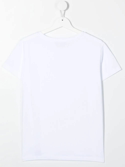 Shop Emilio Pucci Kids White T-shirt With Rhinestone Logo In Bianco