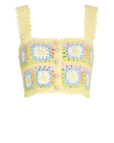 Shop Alemais Petra Crocheted Cotton Crop Top In Multi