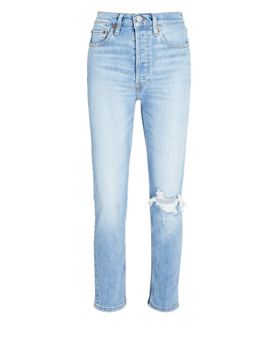 Shop Re/done 90s High-rise Ankle Crop Jeans In Worn Light Azure