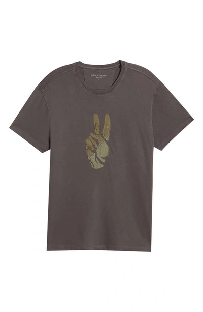 Shop John Varvatos Broken Peace Cotton Appliqué T-shirt In Coal