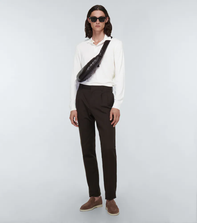 Shop Zegna Cashmere And Silk Knit Polo Top In White