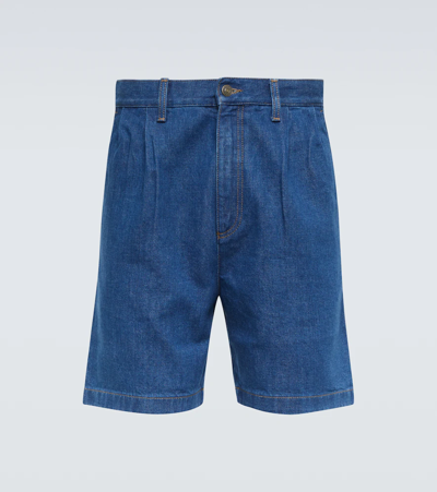 Shop Gucci Cotton Twill Bermuda Shorts In Blue/mix