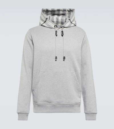 Shop Burberry Cotton Hoodie In Pale Grey Melange