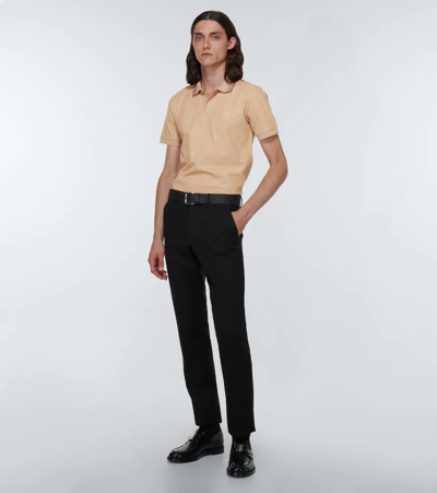 Shop Burberry Cotton Polo Shirt In Soft Fawn