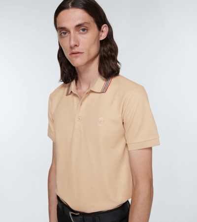 Shop Burberry Cotton Polo Shirt In Soft Fawn