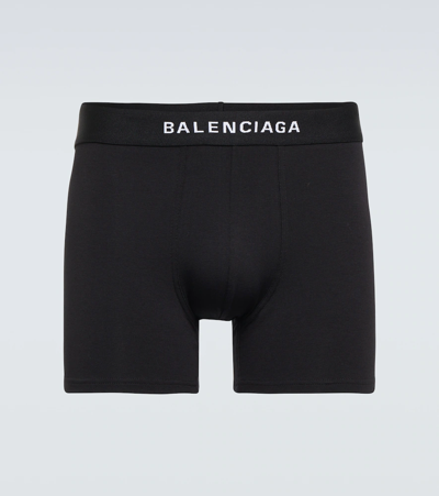 Shop Balenciaga Logo Boxer Briefs In Black/white