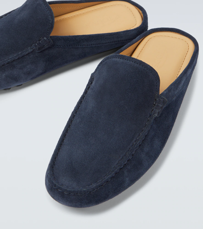 Shop Tod's Gommino Suede Slippers In Galassia