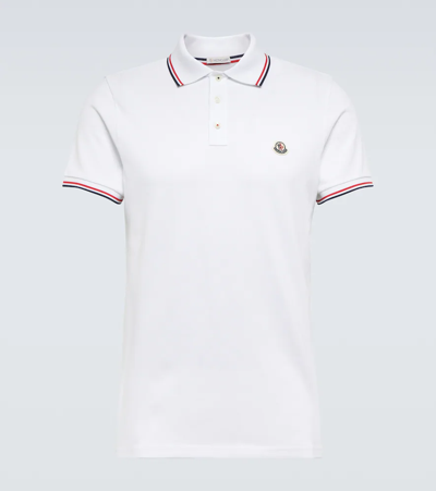 Shop Moncler Cotton Piqué Polo Shirt In White