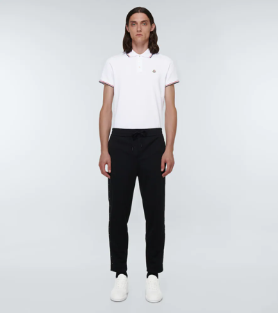 Shop Moncler Cotton Piqué Polo Shirt In White