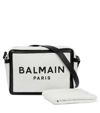 Shop Balmain Baby Mamy Cotton Changing Bag In 100ne-bianco/nero