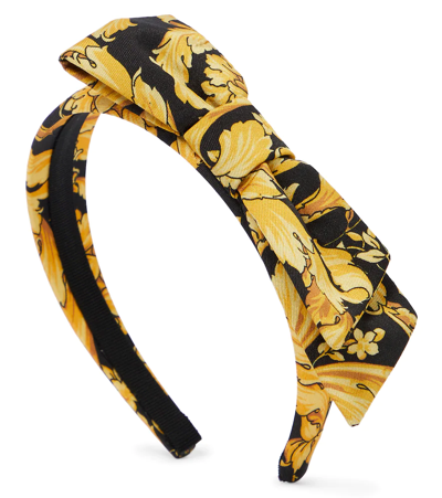 Shop Versace Barocco Bow-embellished Headband In Nero+oro