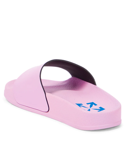 Shop Off-white Logo Rubber Slides In Pink Blue