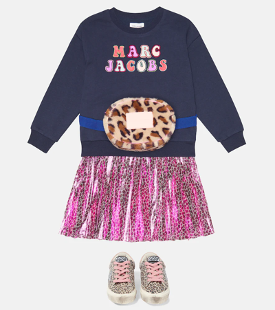 Shop Marc Jacobs Embroidered Leopard Print Dress In Navy