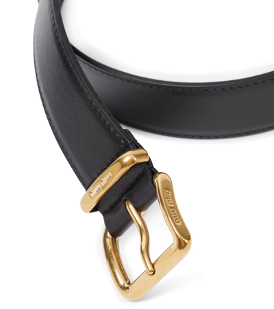 Miu Miu Leather Belt In Nero