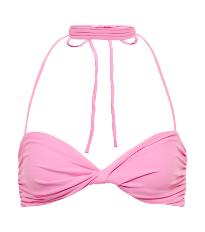 Shop Magda Butrym Twist-detail Halterneck Bikini Top In Powder Pink