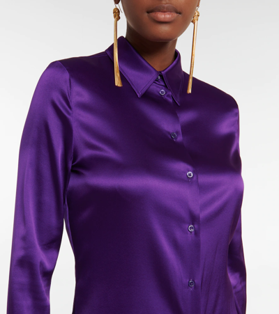 Shop Tom Ford Silk-blend Satin Shirt In Amethyst