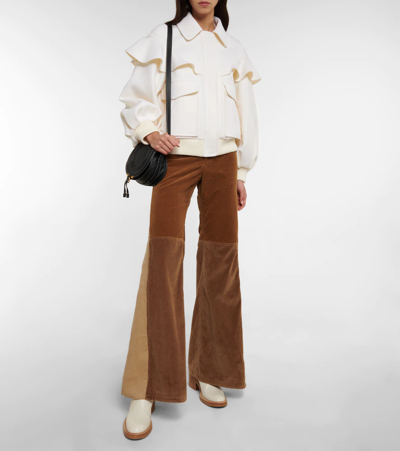 Shop Chloé High-rise Flared Corduroy Pants In Brown
