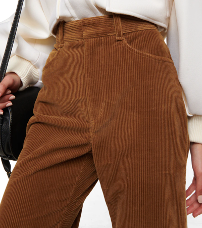 Shop Chloé High-rise Flared Corduroy Pants In Brown