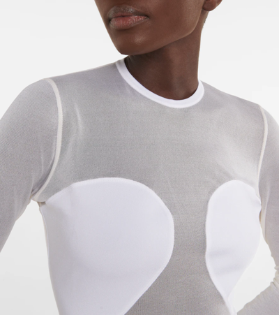 Shop Alaïa Paneled Bodysuit In Blanc