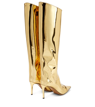 Shop Alexandre Vauthier Alex 85 Metallic Knee-high Boots In Gold