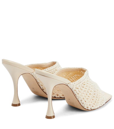 Shop Magda Butrym Crochet And Leather Mules In Cream