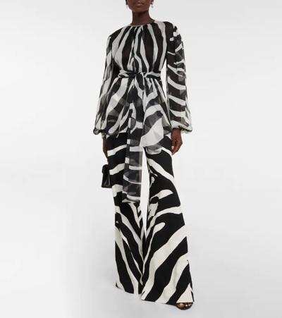 Shop Dolce & Gabbana Zebra-print Belted Blouse In Zebra Nera Fdo.bianc