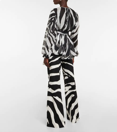 Shop Dolce & Gabbana Zebra-print Belted Blouse In Zebra Nera Fdo.bianc