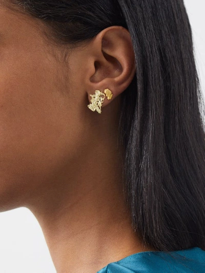Alia Bin Omair Fiber 18kt Gold Earrings In Yellow Gold