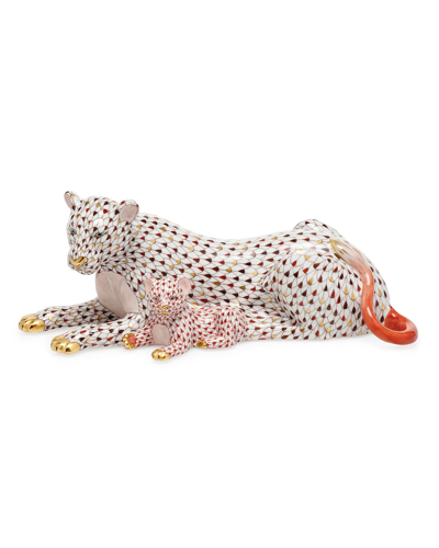 Shop Herend Lioness And Cub Figurine In Multi