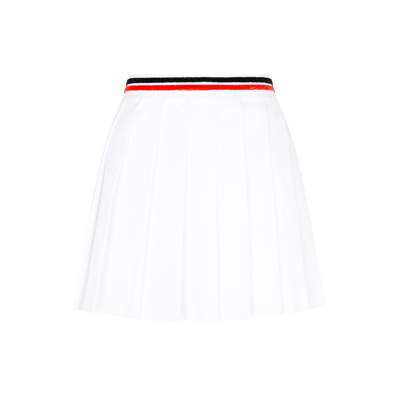 Shop Miu Miu Cotton Pleated Skirt In White