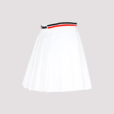 Shop Miu Miu Cotton Pleated Skirt In White