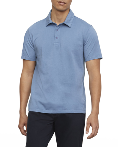 Shop Vince Men's Garment-dyed Polo Shirt In Smoke Blue