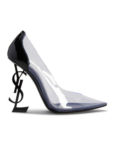 Shop Saint Laurent Opyum 110mm Ysl Clear Pumps In Nerotrasparente