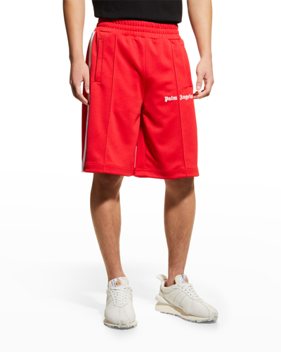Shop Palm Angels Men's Classic Side-stripe Track Shorts In Red White