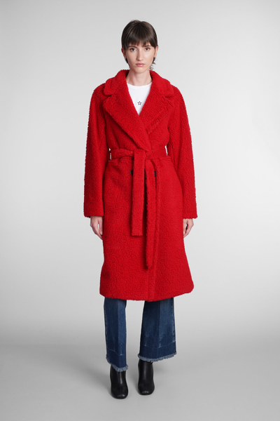 Shop Stella Mccartney Teddy Coat In Red Polyester