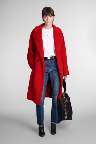 Shop Stella Mccartney Teddy Coat In Red Polyester