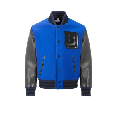 Shop Burberry Wool Blend Bomber Jacket In Blue