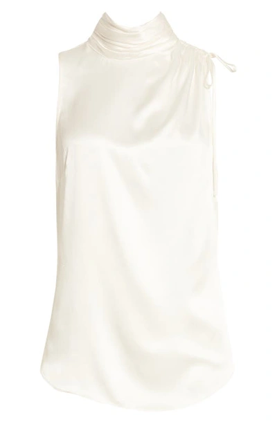 Shop Cinq À Sept Kamille Turtleneck Sleeveless Silk Top In Ivory